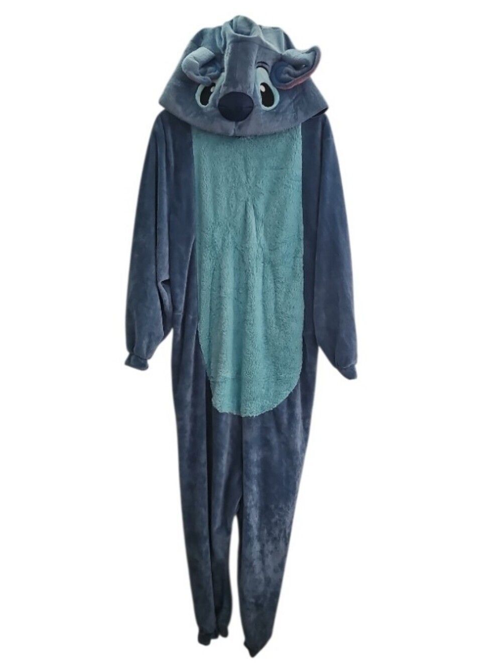 Disney Stitch Adult Costume M 38/40 Plush Jumpsuit 3D Hood Halloween Cosplay